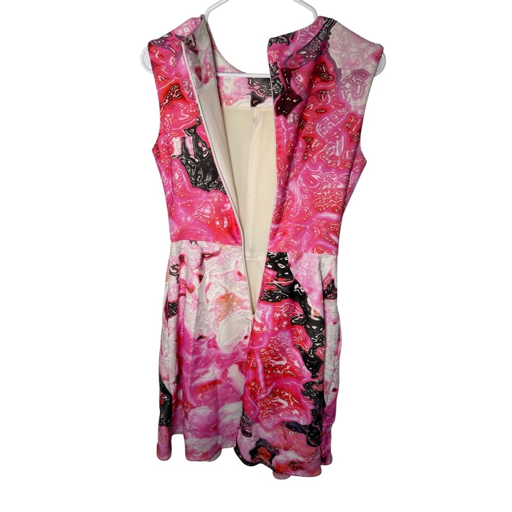 Monique Lhuillier Pink Abstract Sleeveless Dress | Size 4 - Picture 6 of 7